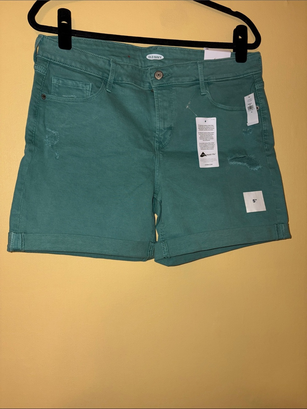 Old Navy Teal Roll-Cuff Jean Shorts